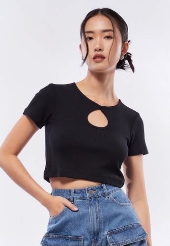 Jual COLORBOX Keyhole Short Sleeve Crop Top Original 2023 ZALORA