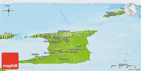 Physical Panoramic Map Of Trinidad And Tobago