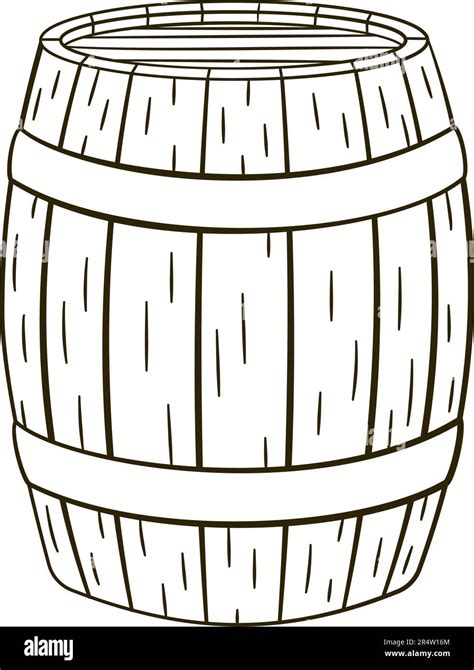 Barrel Outline Icon Cartoon Vector Illustration Isolated On White