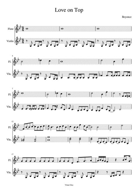 Love On Top Arr Vittari Duo Nia Squirrell By Beyonce Sheet Music