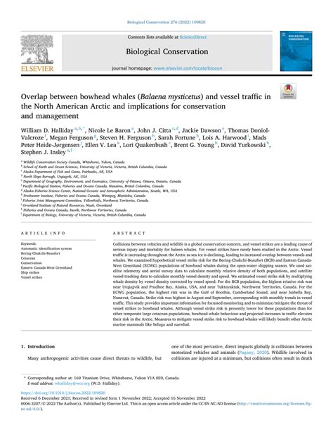 PDF Overlap Between Bowhead Whales Balaena Mysticetus And Vessel