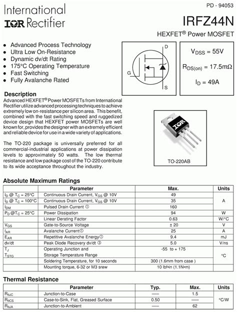 Datasheet: IRFZ44