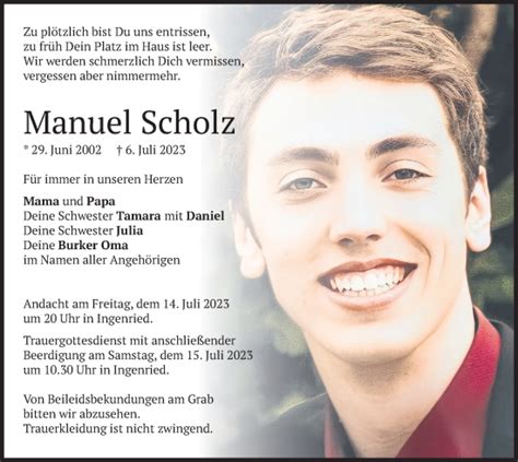 Traueranzeigen Von Manuel Scholz Trauer Merkur De