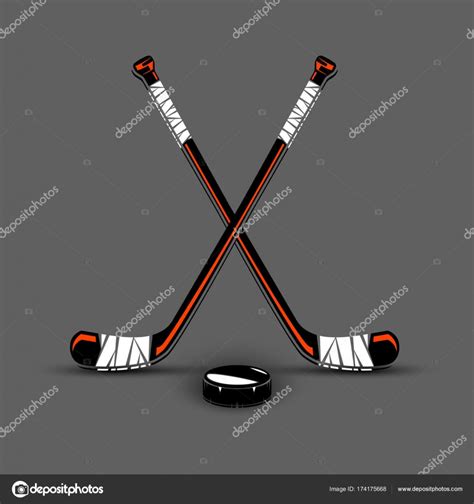 Palos de hockey y Puck vector gráfico vectorial Dats V imagen 174175668