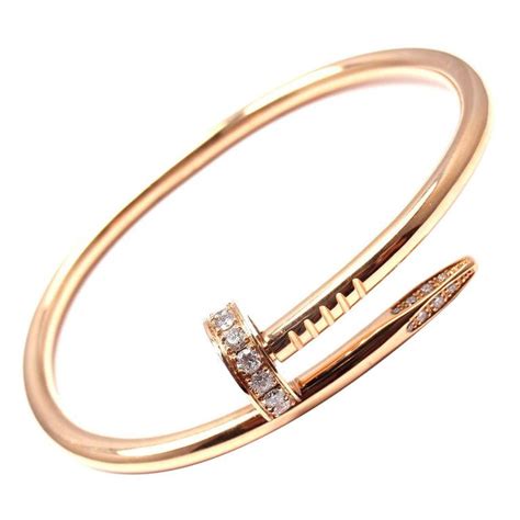 Cartier Juste Un Clou Diamond Rose Gold Nail Bangle Bracelet Jewelry