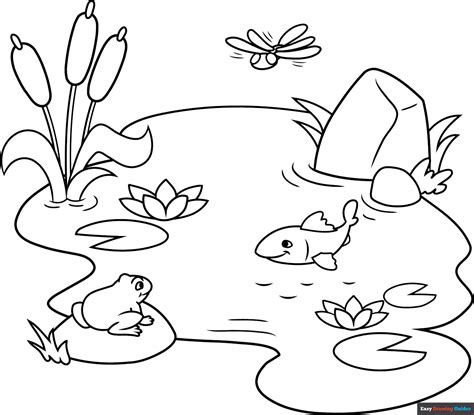 How To Draw A Pond Really Easy Drawing Tutorial