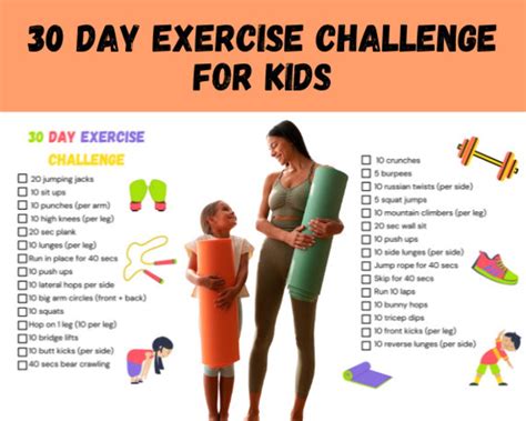 Kids Exercise Challenge 30 Day Fitness Activities Kids Moving Printable ...