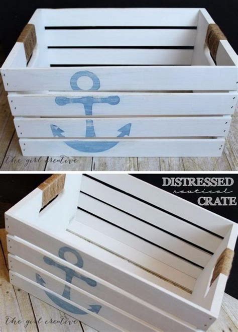 Diy Distressed Nautical Crate Tutorial Wood Crates Wood Diy Crates