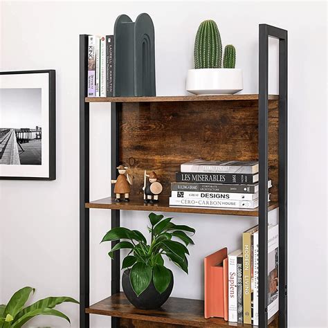 Vasagle 5 Tier Bookshelf Rustic Brown And Black Bunnings Australia