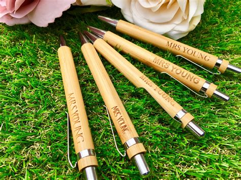 Personalised Exotic Natural Bamboo Pens Engraved Bamboo Etsy Uk