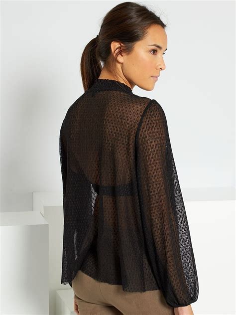 Blusa De Plumeti Negro Kiabi