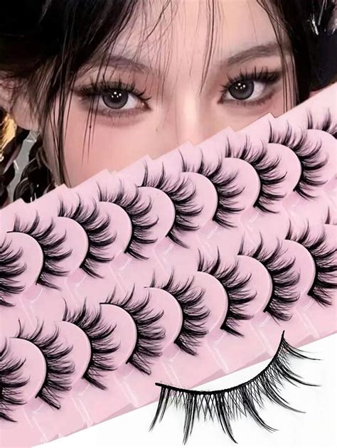 Asiteo 10 Pairs Manga Lashes Comic Lashes Multilayer Natural Cross