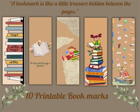 Printable Book Bookmarks Printable Bookmarks Setdigital Etsy