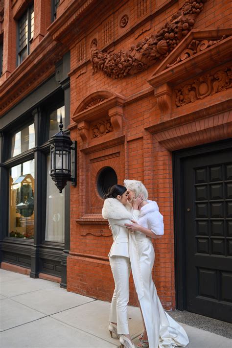 Lgbtq Same Sex Wedding Ideas Modern Bride Suit Backless Wedding Dress Beth Chapman Styling