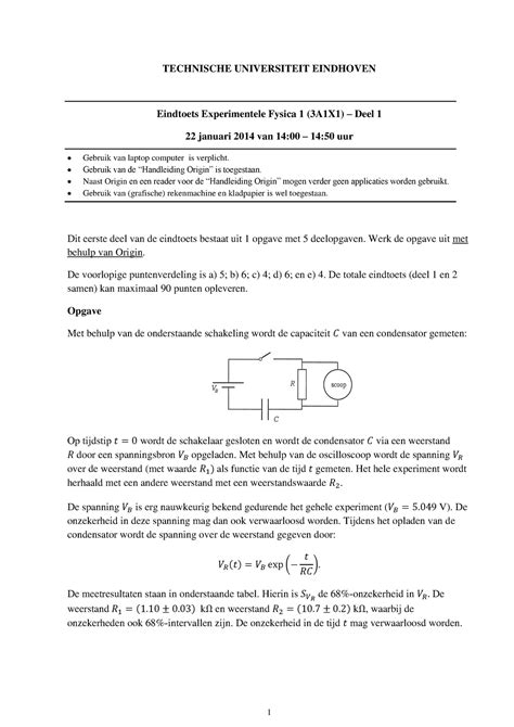 Tentamen Januari 2014 Vragen TECHNISCHE UNIVERSITEIT EINDHOVEN