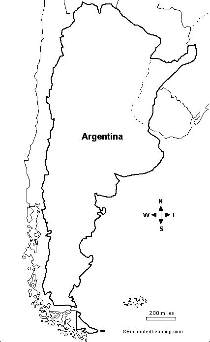 Outline Map: Argentina - EnchantedLearning.com