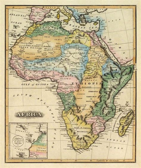 Old Map of Africa Africa Map Reproduction Vintage Map Restored Archival ...