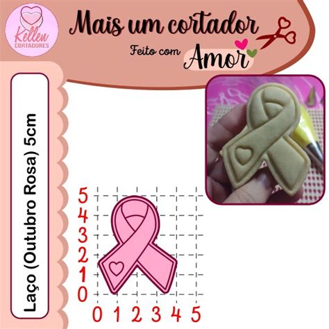 Outubro Rosa Mod 1 Cortador De Biscoitos Carimbo 5cm