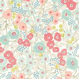 Flora By Ohpopsi Teal Wallpaper Wallpaper Direct