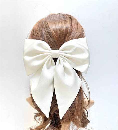 Bridal Veil Bows,white Satin Hair Bow, White Bridal, Wedding Bow, Big ...