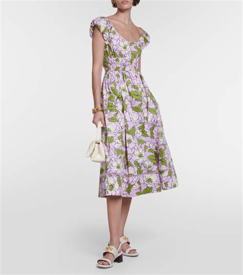 Floral Cotton Poplin Midi Dress In Multicoloured Tory Burch Mytheresa