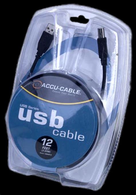 Accu Cable 12 Ft Usb A To Usb B Cable Usbab12 Phantom Dynamics Nightclub Lighting Lasers