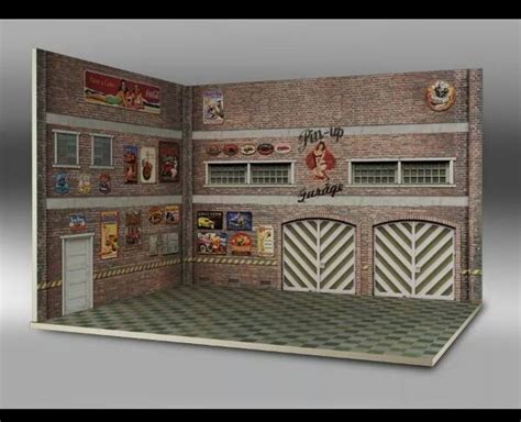 Hot Wheels Printable Garage Diorama Template Houses Garages Workshops 1 64 Scale Diorama