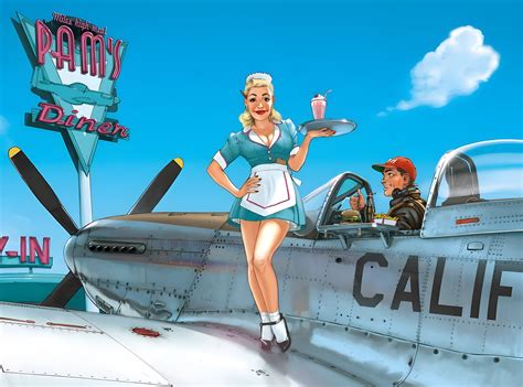 Rule 34 Blonde Hair Diner P 51 Mustang Pinup Romain Hugault Waitress 6254389