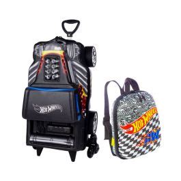 Kit Mochila D Infantil Rodinhas E Lancheira Hot Wheels Bone Shaker Preto