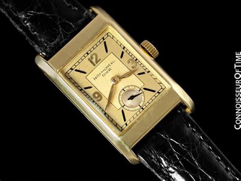 1935 Patek Philippe Vintage Mens Rectangular Watch - 18K Gold - connoisseuroftimewatches