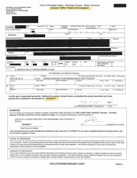 Police Citation Template