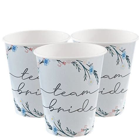 Boho Eco Floral Team Bride Hen Party Cups 8pk Party Delights