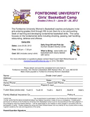 Fillable Online Fontbonne Girls Bball Camp Flier Doc Fax Email Print