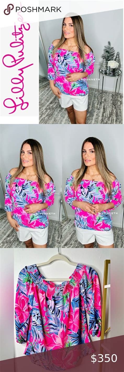 Lilly Pulitzer Maryellen Cockatoo Pink Off Shoulder Top Size Off