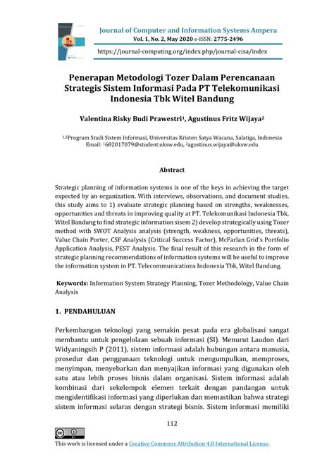 PDF Penerapan Metodologi Tozer Dalam Perencanaan Strategis Sistem