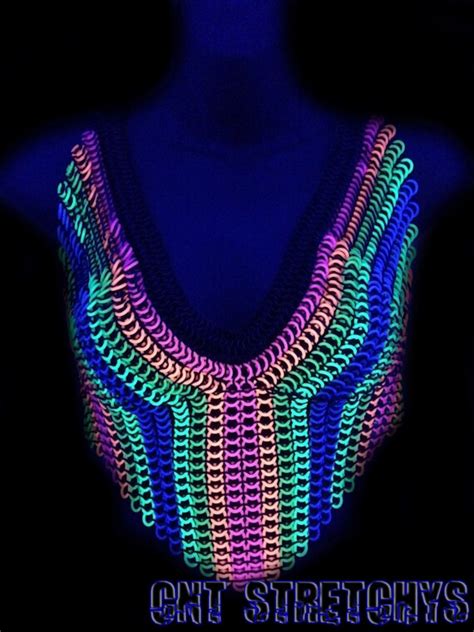 Chainmail Bikini Bra Halter UV Neon Glow In The By CnTStretchys