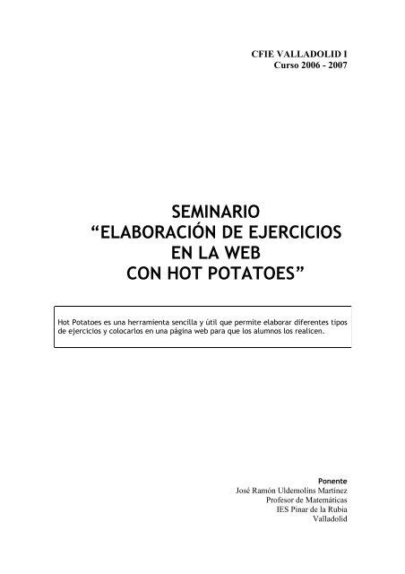 elaboraciÃ³n de ejercicios en la web con hot potatoes