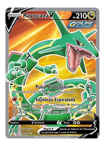 Carta Pokémon Lendário Rayquaza V Full Art Céus Em Evolução