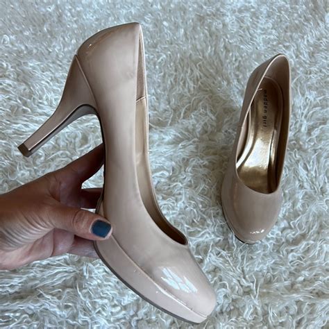 Madden Girl Nude Patent Leather Platform Heels Pumps Gem