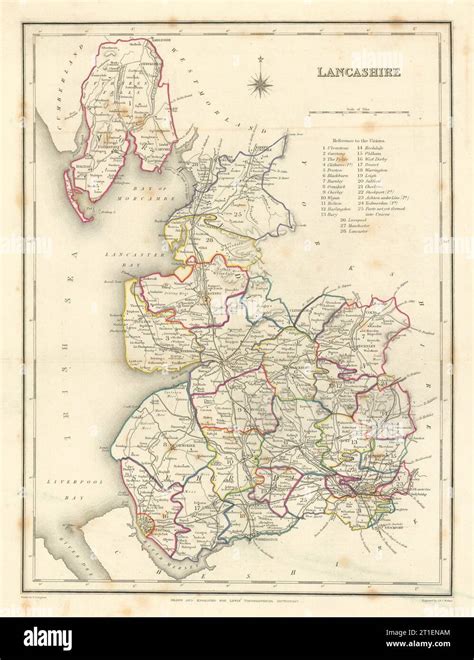 Antique County Map Of Lancashire By Creighton And Walker For Lewis C1840