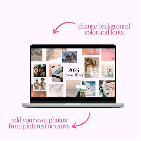 Digital Vision Board Template Aesthetic Desktop Wallpaper, Instant ...