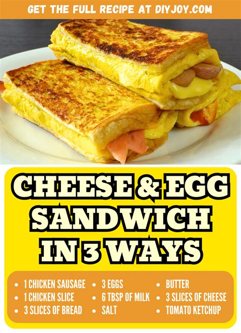 Easy Cheese And Egg Sandwich Recipe In 3 Ways