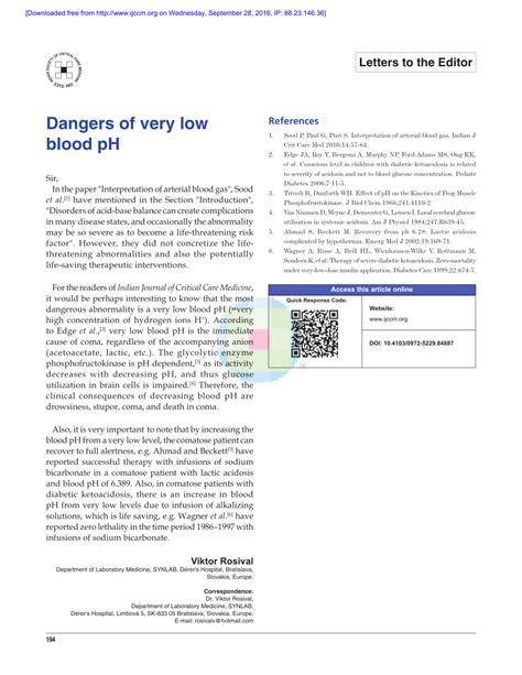 (PDF) Dangers of very low blood pH