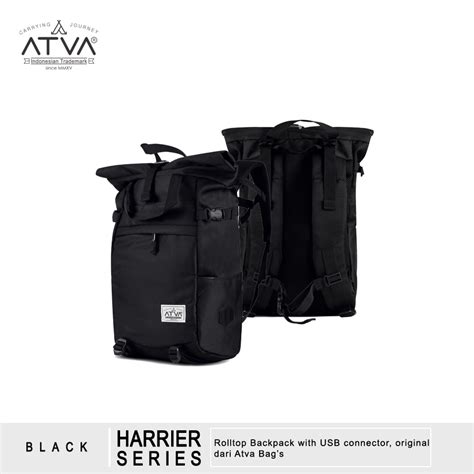 Jual Tas Backpack Rolltop Atva Harrier Black Shopee Indonesia