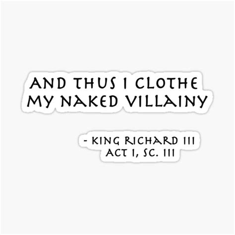 My Naked Villainy Shakespeare Tee Sticker For Sale By Eruditees Redbubble