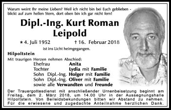 Traueranzeigen Von Dipl Ing Kurt Roman Trauer Nn De