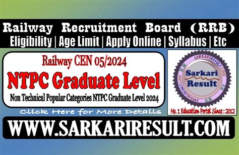 Railway Rrb Ntpc Graduate Level Online Form For Post