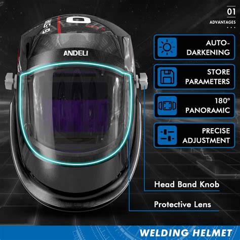 Buy ANDELI Welding Helmet Side Auto DarkeningPanoramic 180 Large