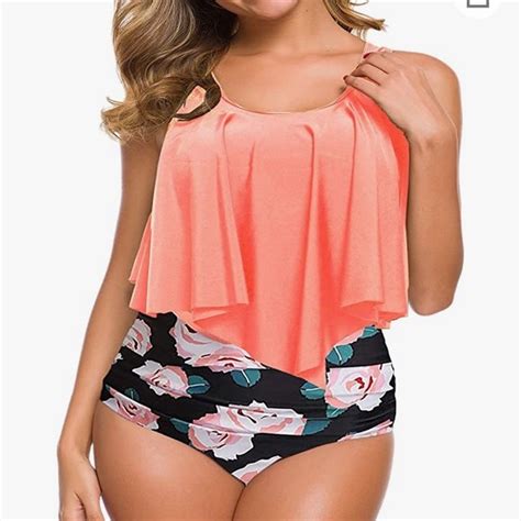 Souqfone Swim Souqfone Bikini Swimsuit Ruffled High Waisted Bottom Bikini Set Xxxl Poshmark