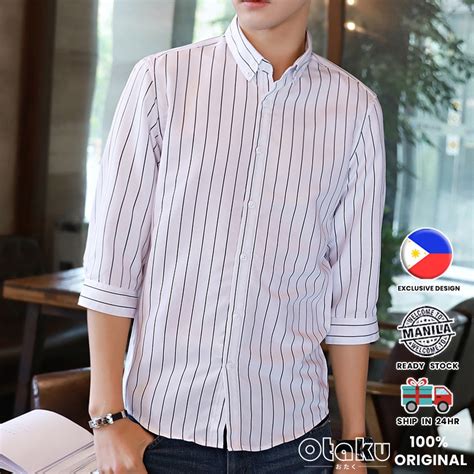 Otaku 43 Sleeve Polo Shirts For Men Korean Style Casual Striped Shirt Unsex 5 Colors Available